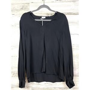 ECRU Womens L Black Viscose Lightweight Long Sleeve V Neck Pullover Blouse NWT